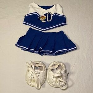 Build A Bear Workshop Girls Blue and White Cheerleader Outfit with Shoes EUC